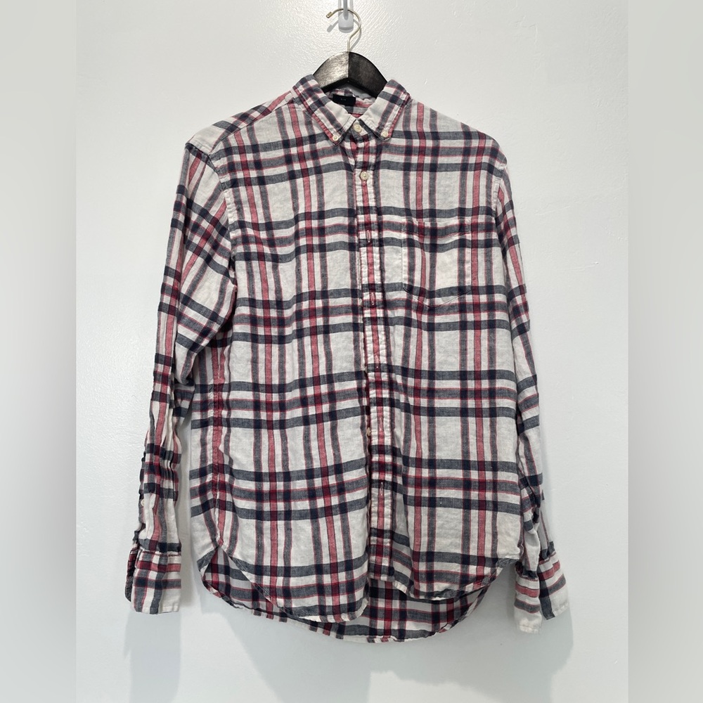 J Crew Linen Long Sleeve Button Up